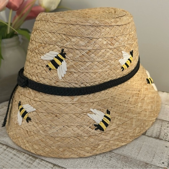 Kate Spade RARE Bee My Honey straw tote and matching bucket hat / NEW with tags - Picture 15 of 15